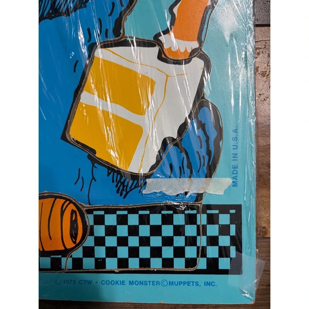 Vintage‎ 1973 Playskool Sesame Street Cookie Monster Wood Puzzle 315-4 10 Piece